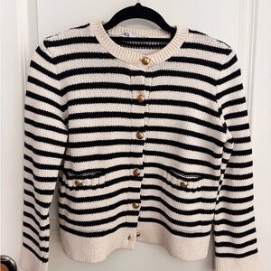 Zara Striped blue and Cream Sweater